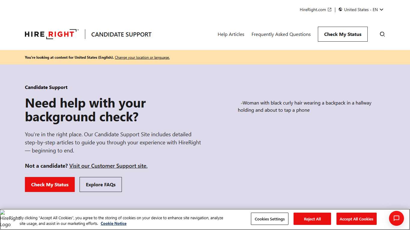 Home HireRight Candidate Support